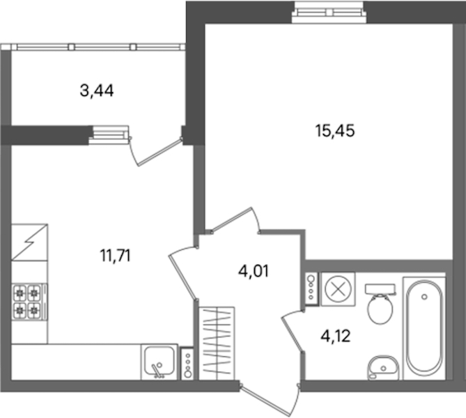 1-комнатная квартира 35.29 м², 1/11 эт., ЖК «ПАТИО. Уютный квартал»